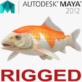 3D model Harivake Koi Fish Rigged for Maya